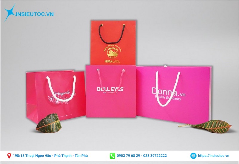 túi giấy tone màu hồng