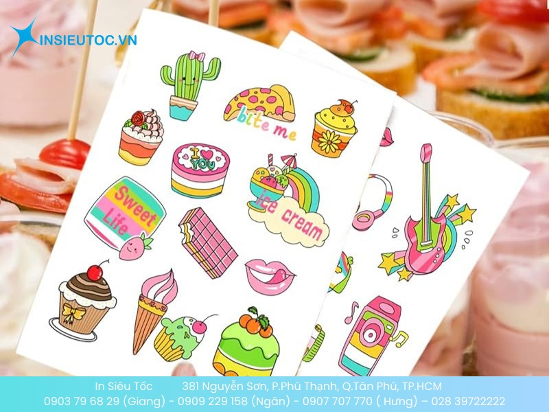 Sticker giấy cho tiệm bánh ngọt hoặc tiệm kem