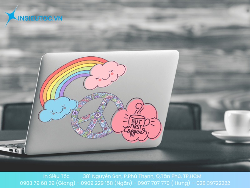 Sticker cầu vồng đơn giản cho laptop