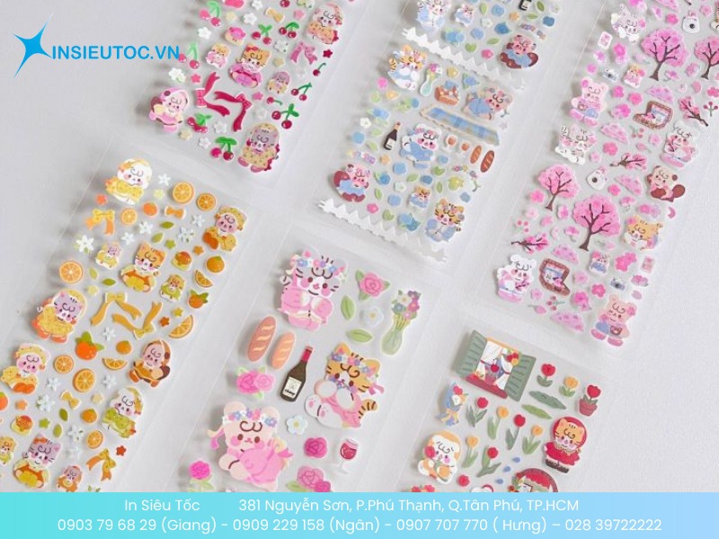 Sticker trái cây và nhân vật hoạt hình dễ thương