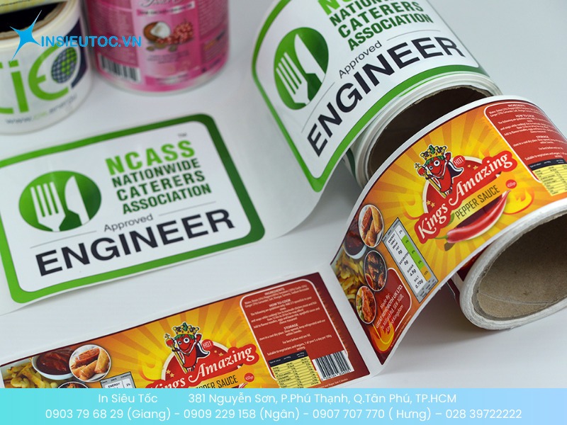 Sticker sử dụng làm nhãn thông báo cho sản phẩm ăn uống