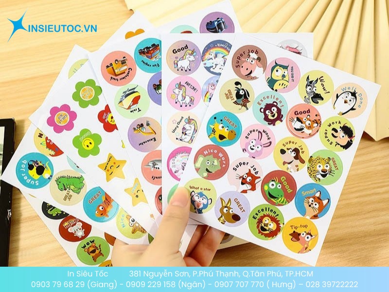 Sticker giấy hình tròn 3x3cm