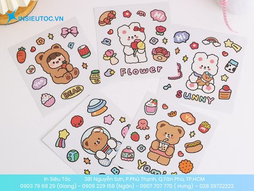Sticker gấu dễ thương để trang trí