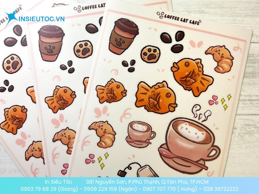 Sticker cho tiệm trà và bánh