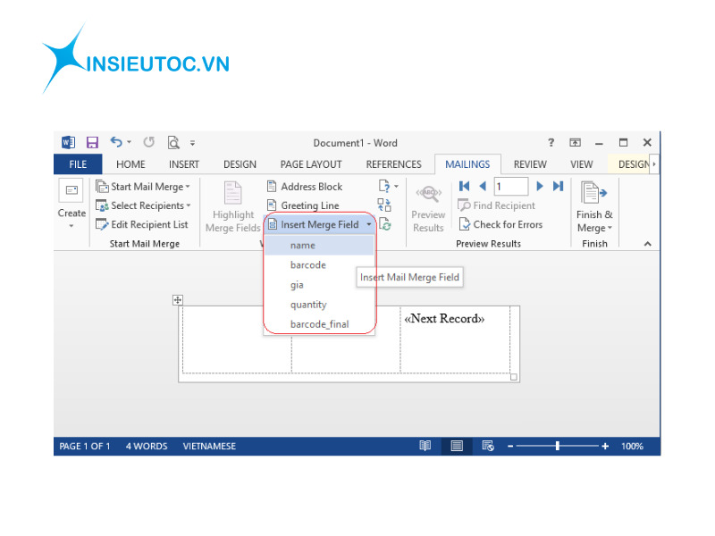 bước 4 của cách in tem nhãn