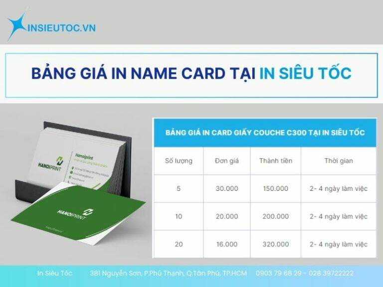 Bảng Báo Giá In Name Card Giá Rẻ TPHCM Tại In Siêu Tốc