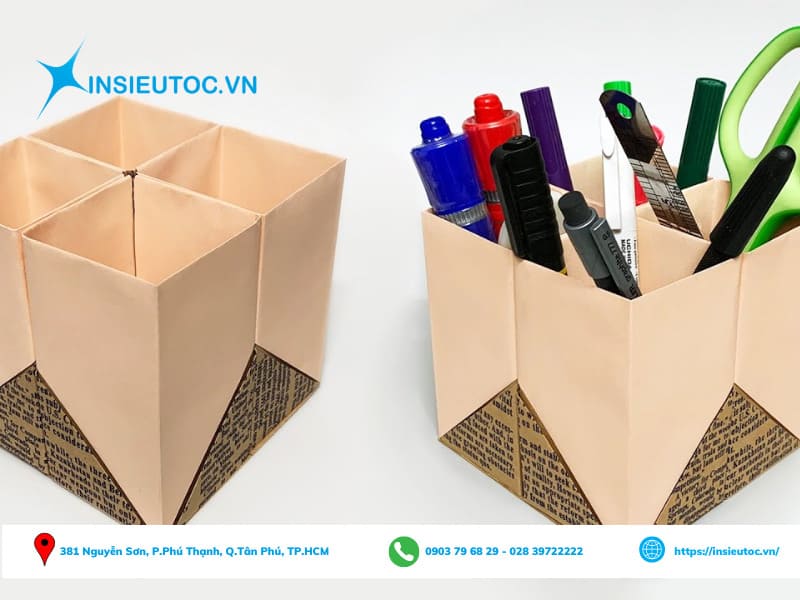 cách làm hộp bút bằng giấy