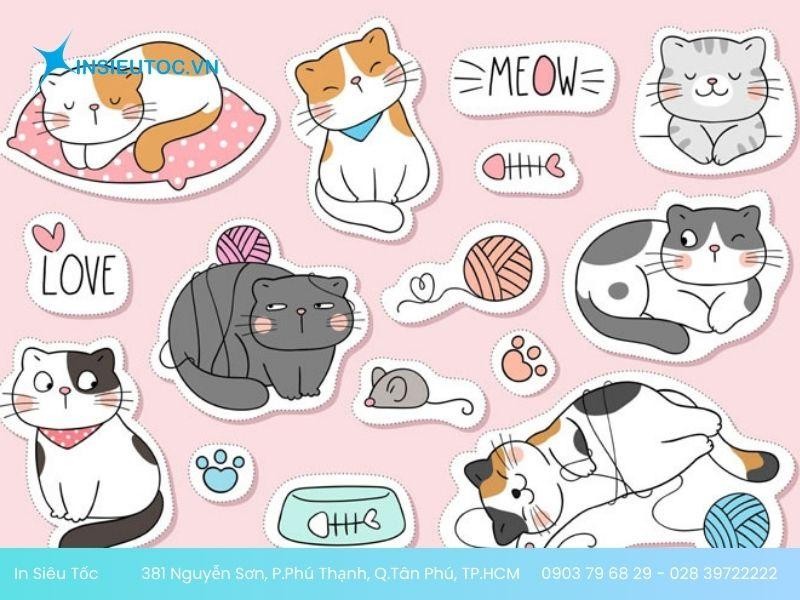 Sticker mèo có nhiều kích thước khác nhau Sticker mèo có nhiều kích thước khác nhau
