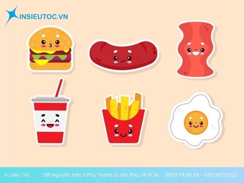 Sticker đồ ăn có nhiều kiểu dáng phong phú Sticker đồ ăn có nhiều kiểu dáng phong phú