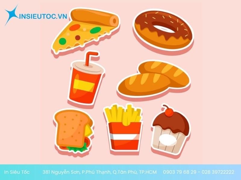 Sticker đồ ăn có thể được làm từ nhiều loại chất liệu khác nhau Sticker đồ ăn có thể được làm từ nhiều loại chất liệu khác nhau