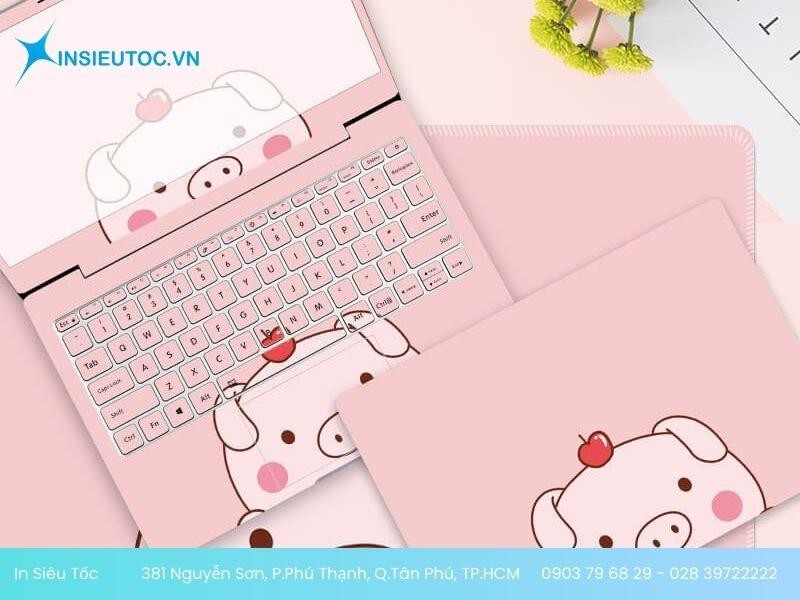 Sticker heo hồng dán laptop Sticker heo hồng dán laptop