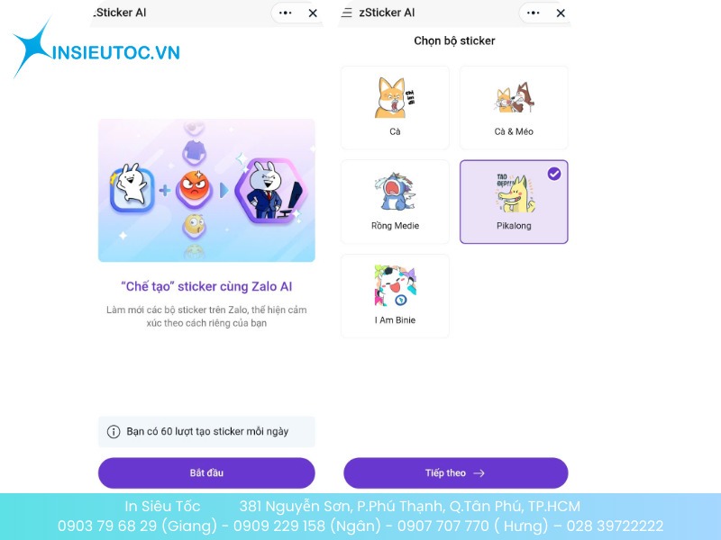 ”Bắt đầu” và lựa chọn nhân vật mình thích