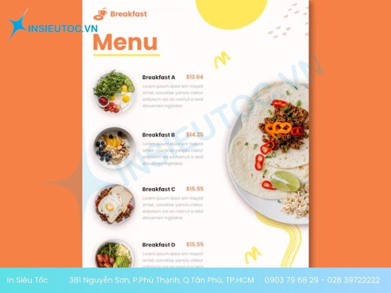 bảng giá in menu bảng giá in menu