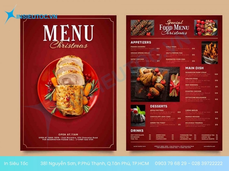 báo giá in menu báo giá in menu