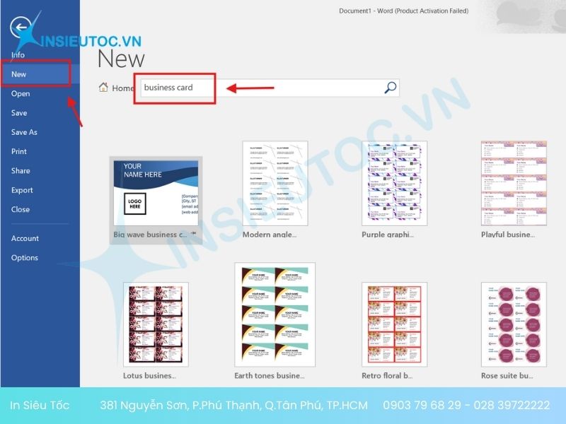 cách in card visit 2 mặt trong word