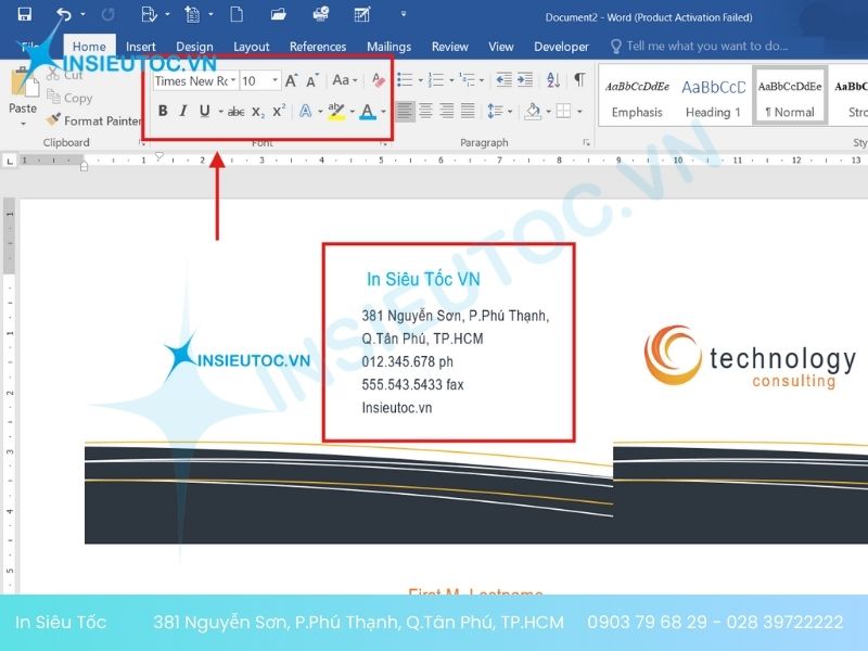 cách in danh thiếp 2 mặt