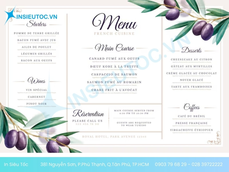 giấy in menu chất lượng giấy in menu chất lượng