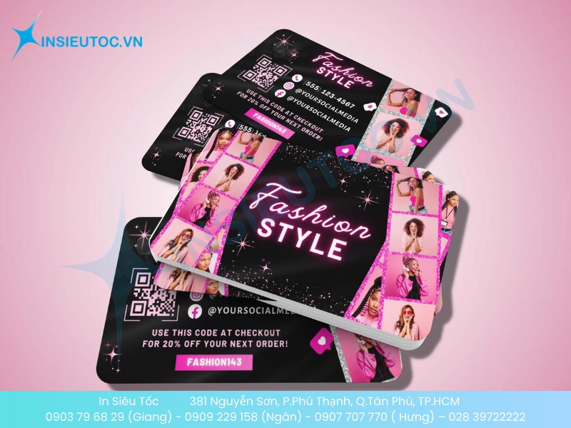 Name Card cho shop quần áo nữ, có QR đến shop online