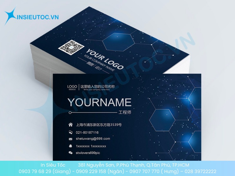 Name Card cho kỹ sư công nghệ với mã QR giới thiệu kinh nghiệm làm việc