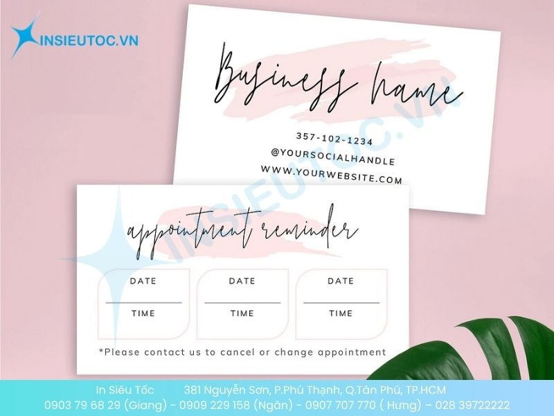 Thẻ nhắc hẹn cho spa màu pastel nhẹ nhàng