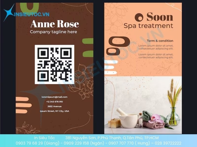 Thẻ liệu trình có thể quét QR để vào trang web của spa