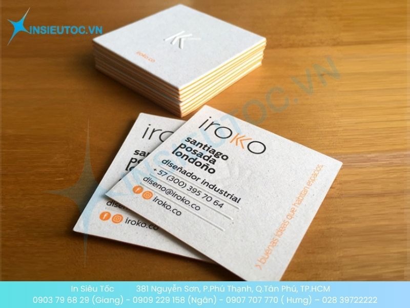 Mẫu card hình vuông, bồi dầy, sử dụng công nghệ in nổi
