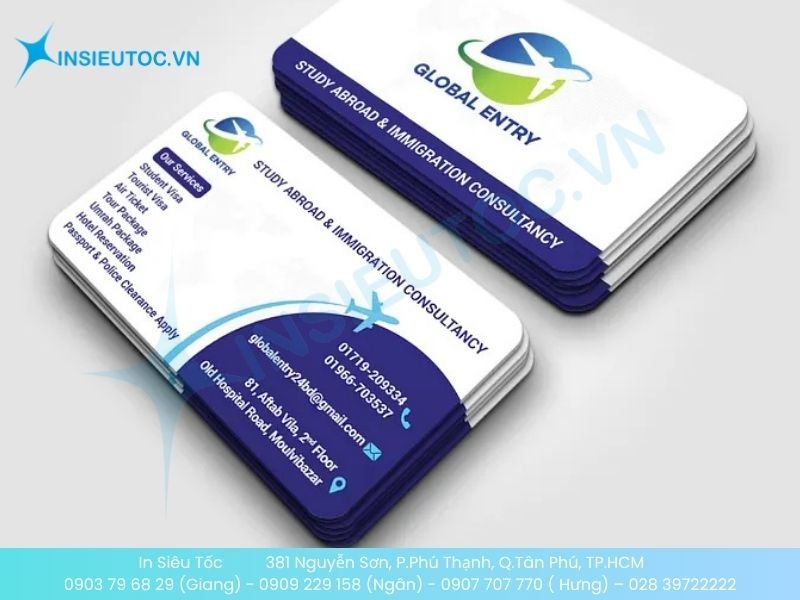 Mẫu card visit đại lý bán vé máy bay chuyên cho du học