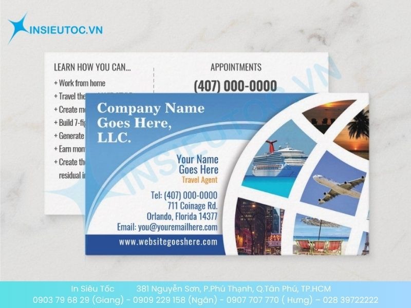 Mẫu card visit đại lý vé máy bay có thông tin rõ ràng. mạch lạc