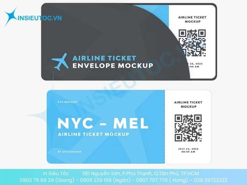 Mẫu card visit đại lý bán vé với mã QR truy cập thêm thông tin
