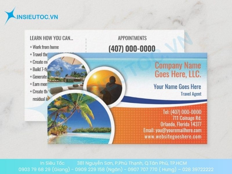 Mẫu card visit đại lý vé máy bay cung cấp đầy đủ thông tin cần thiết