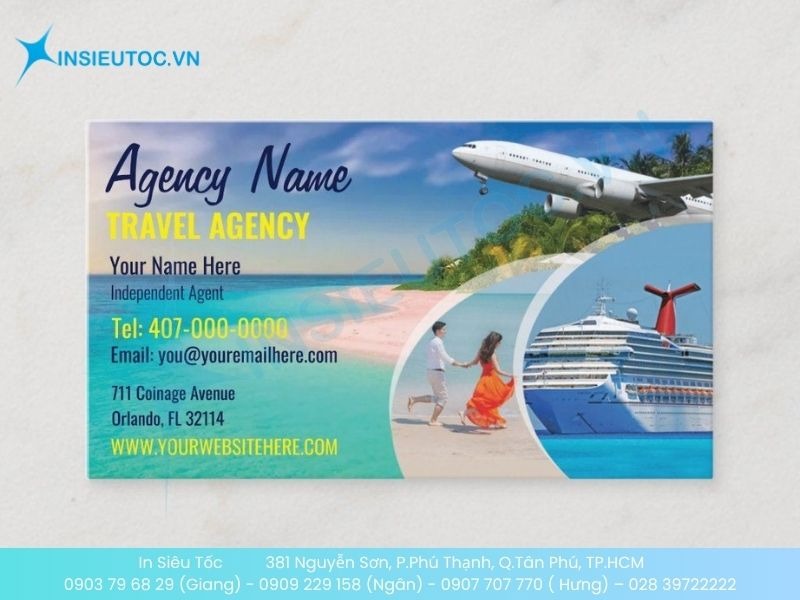 Mẫu card visit đại lý vé máy bay rực rỡ sắc màu