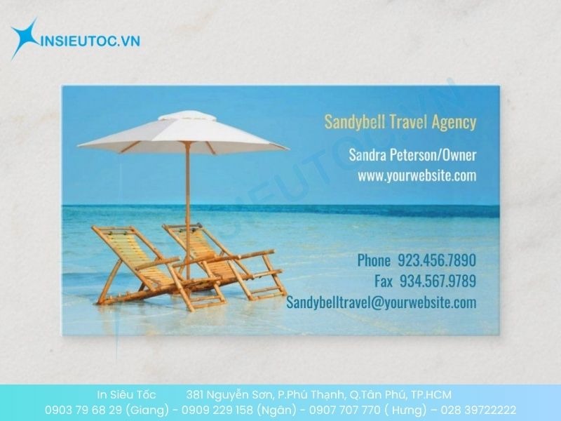 Mẫu card visit đại lý vé máy bay màu xanh tươi mát cùng thông tin liên hệ nổi bật