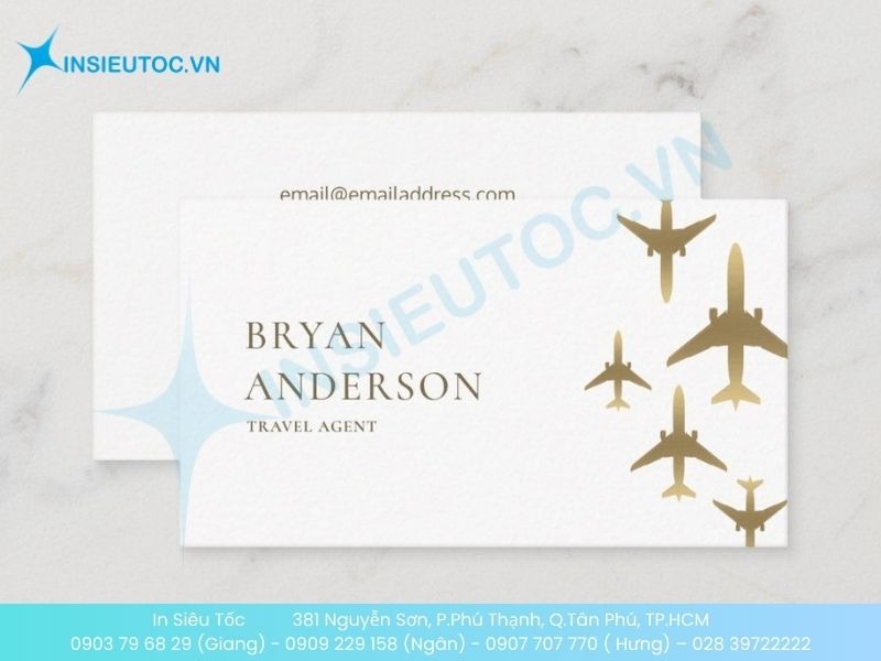 Mẫu card visit đại lý vé máy bay có thiết kế tối giản, tinh tế