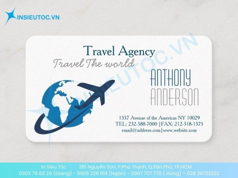 Mẫu card visit đại lý vé máy bay có màu sắc tươi sáng