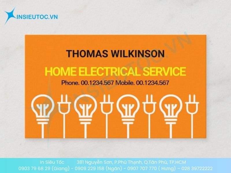 Mẫu card visit điện nước khẩn cấp có thông tin ngắn gọn, nổi bật