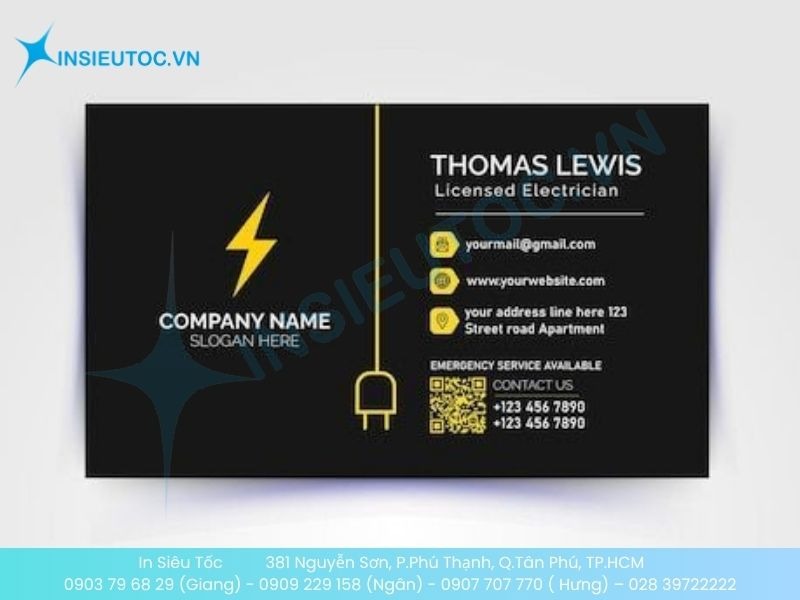 Mẫu card visit điện nước công ty chuyên nghiệp với mã QR