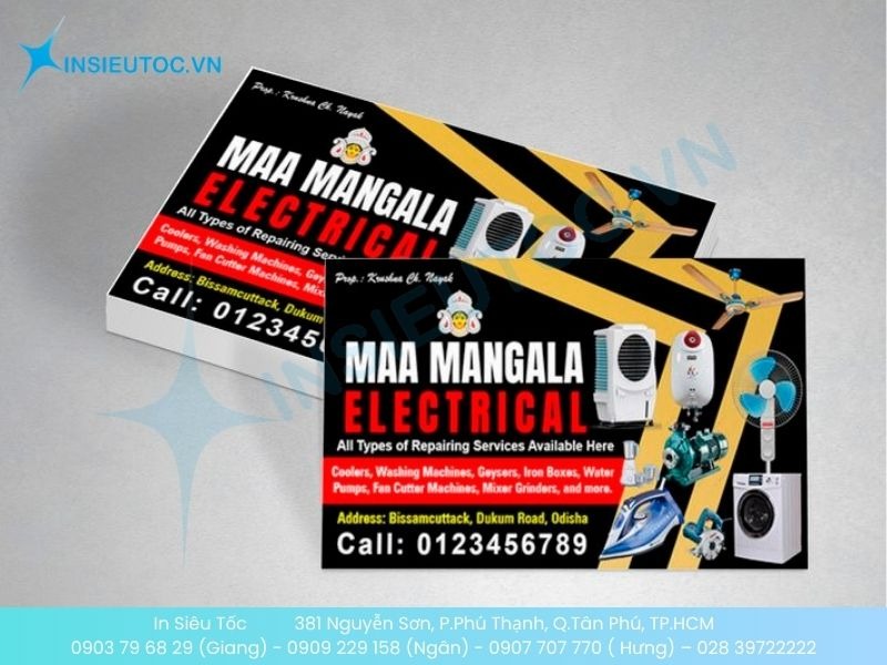 Mẫu card visit điện nước khẩn cấp gây chú ý với font chữ lớn