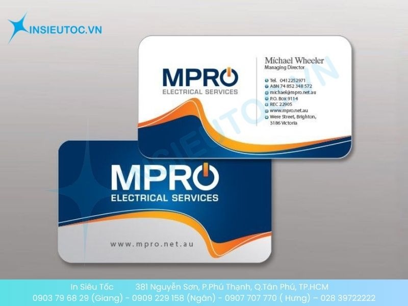 Mẫu card visit điện nước nhựa PVC có độ bền cao