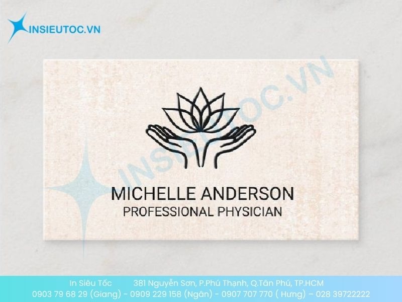 Mẫu card visit Đông y họa tiết hoa sen