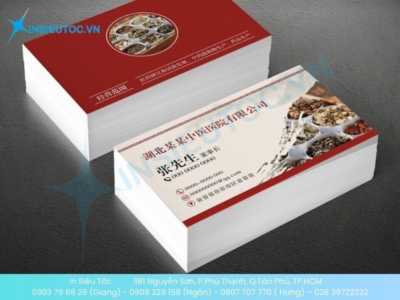 Mẫu card visit Đông y cổ điển với hình ảnh các loại thuốc