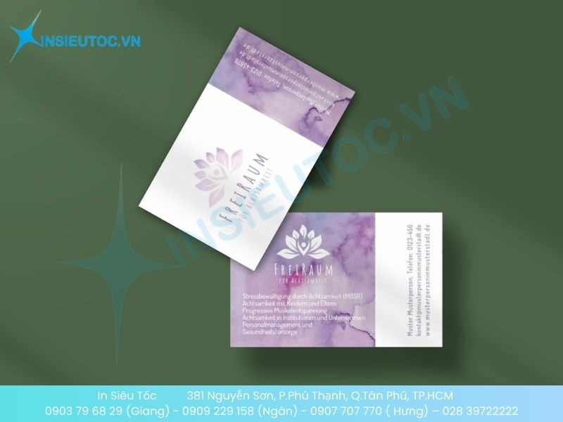 Mẫu card visit Đông y với họa tiết hoa sen tĩnh tâm