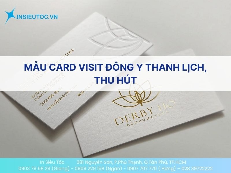 Mẫu card visit Đông y có thiết kế cổ điển với họa tiết hoa sen và chất liệu giấy mỹ thuật