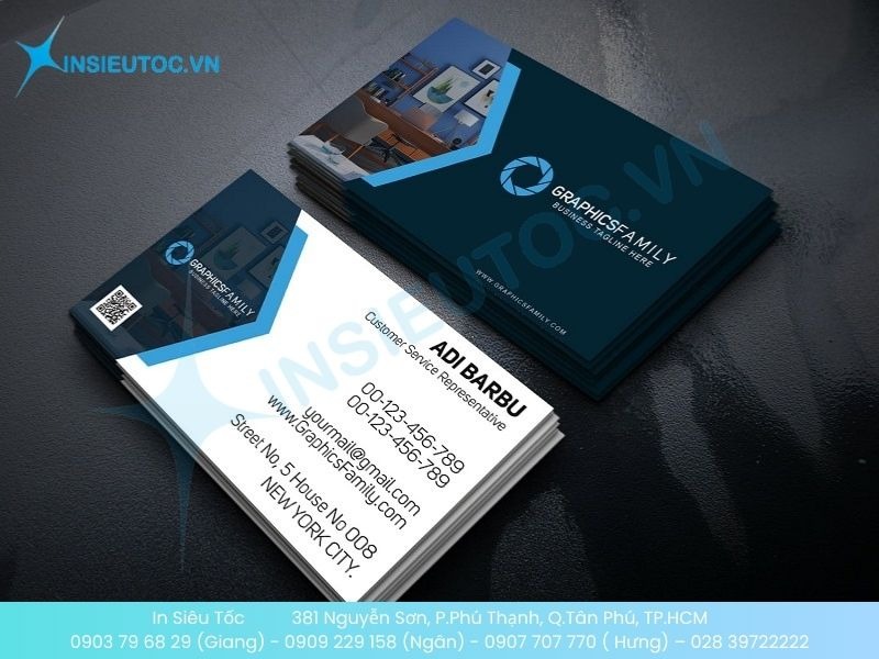 Mẫu card visit giám đốc với hình khối cứng cáp, sang trọng