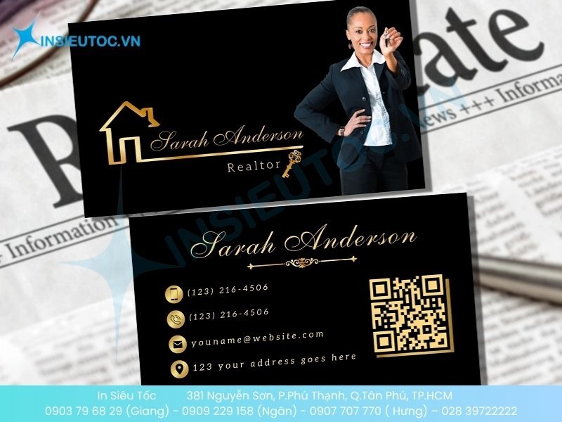 Mẫu name card bất động sản ép kim sang trọng