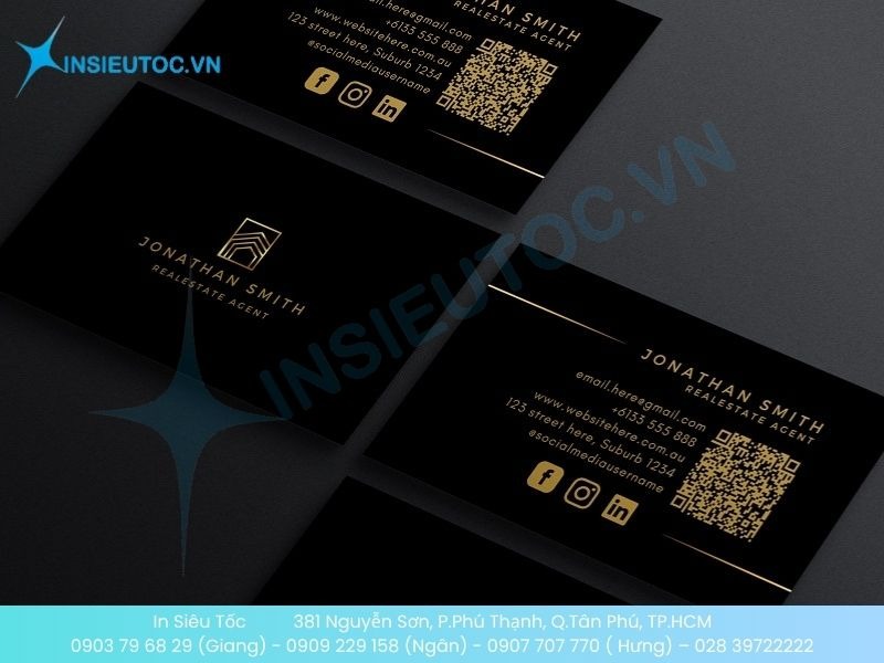 Mẫu name card bất động sản ép kim và có QR nổi bật
