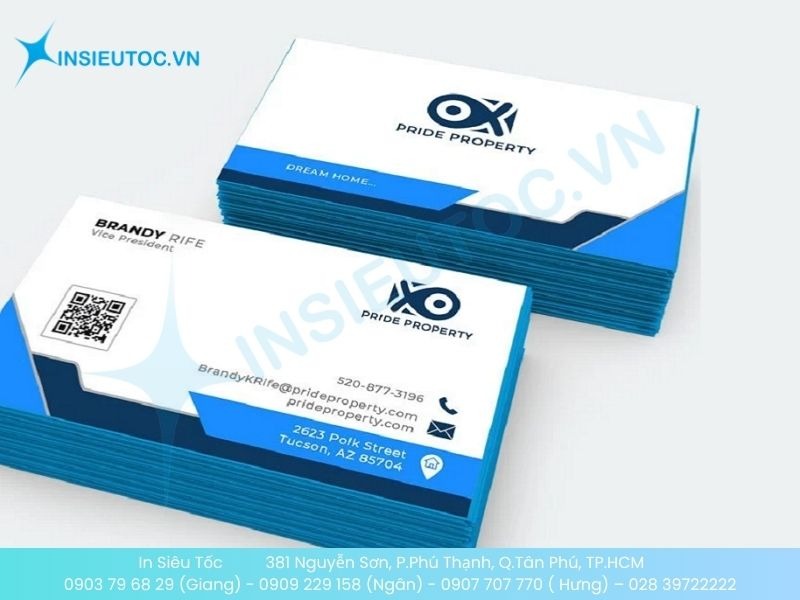 Mẫu name card bất động sản phủ viền xanh năng động