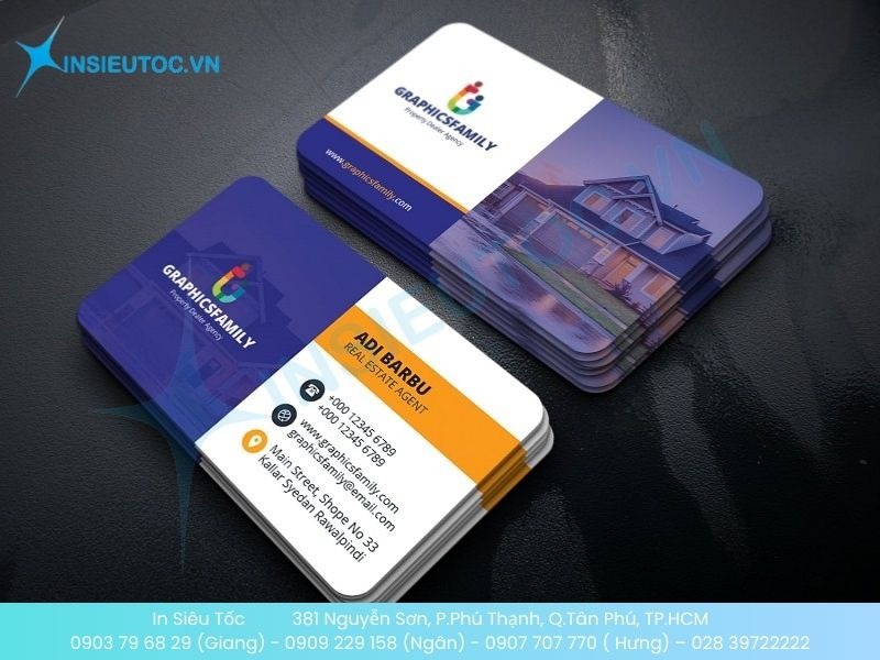 Mẫu name card bất động sản bo góc thân thiện