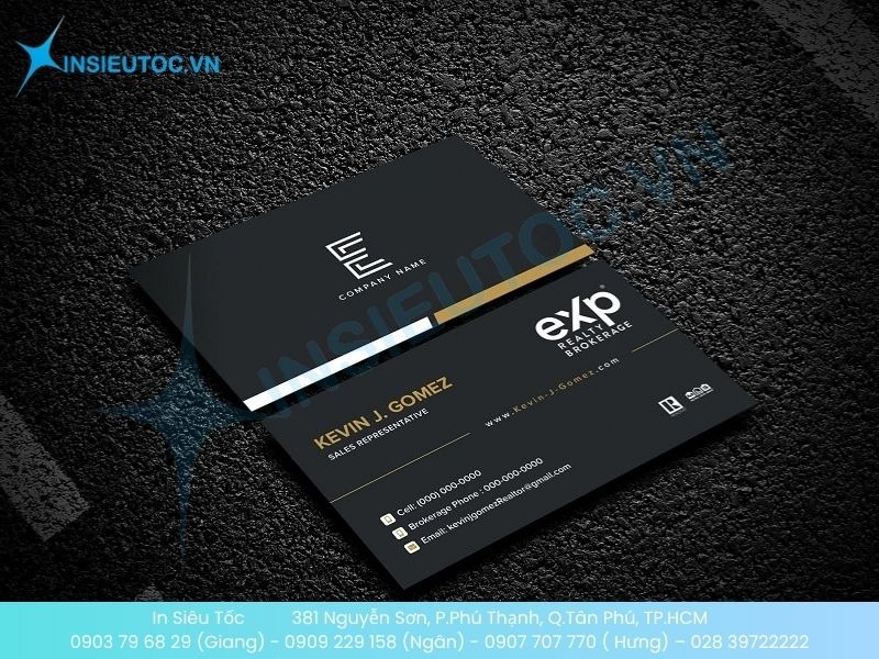 Mẫu name card bất động sản tối màu đơn giản