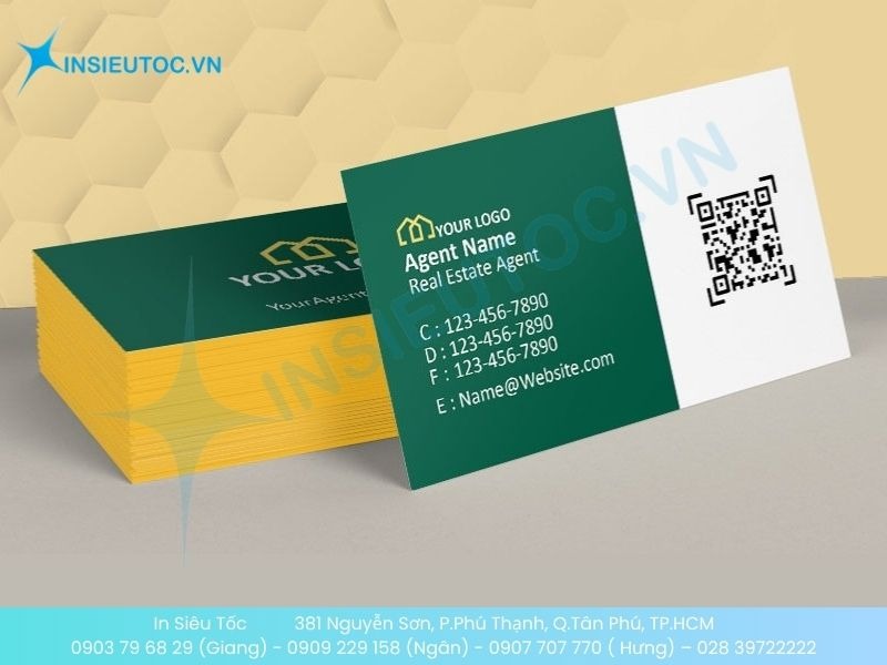 Mẫu name card bất động sản phủ viền vàng