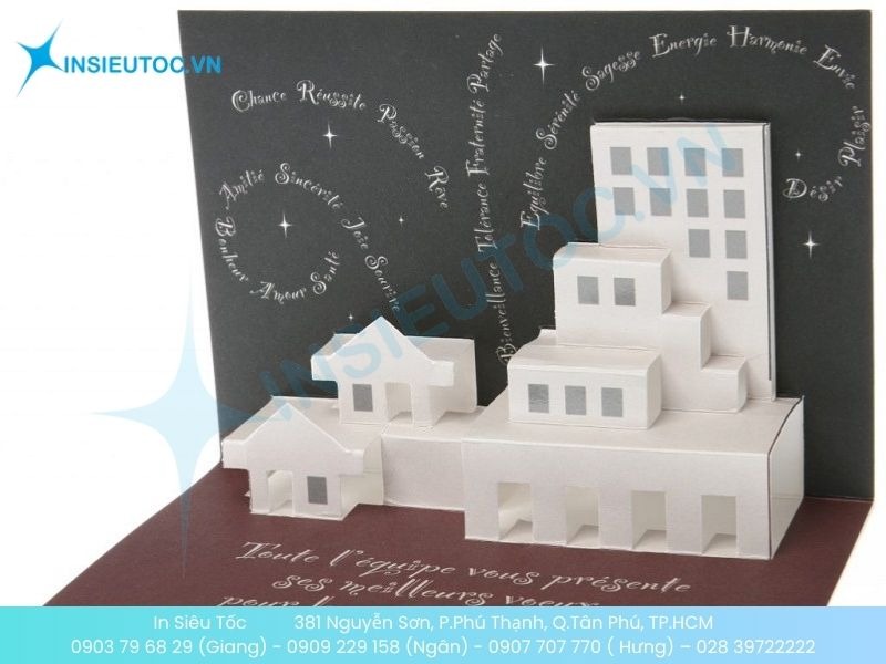 Mẫu card visit kiến trúc sư chuyên nghiệp với hình gấp mô hình